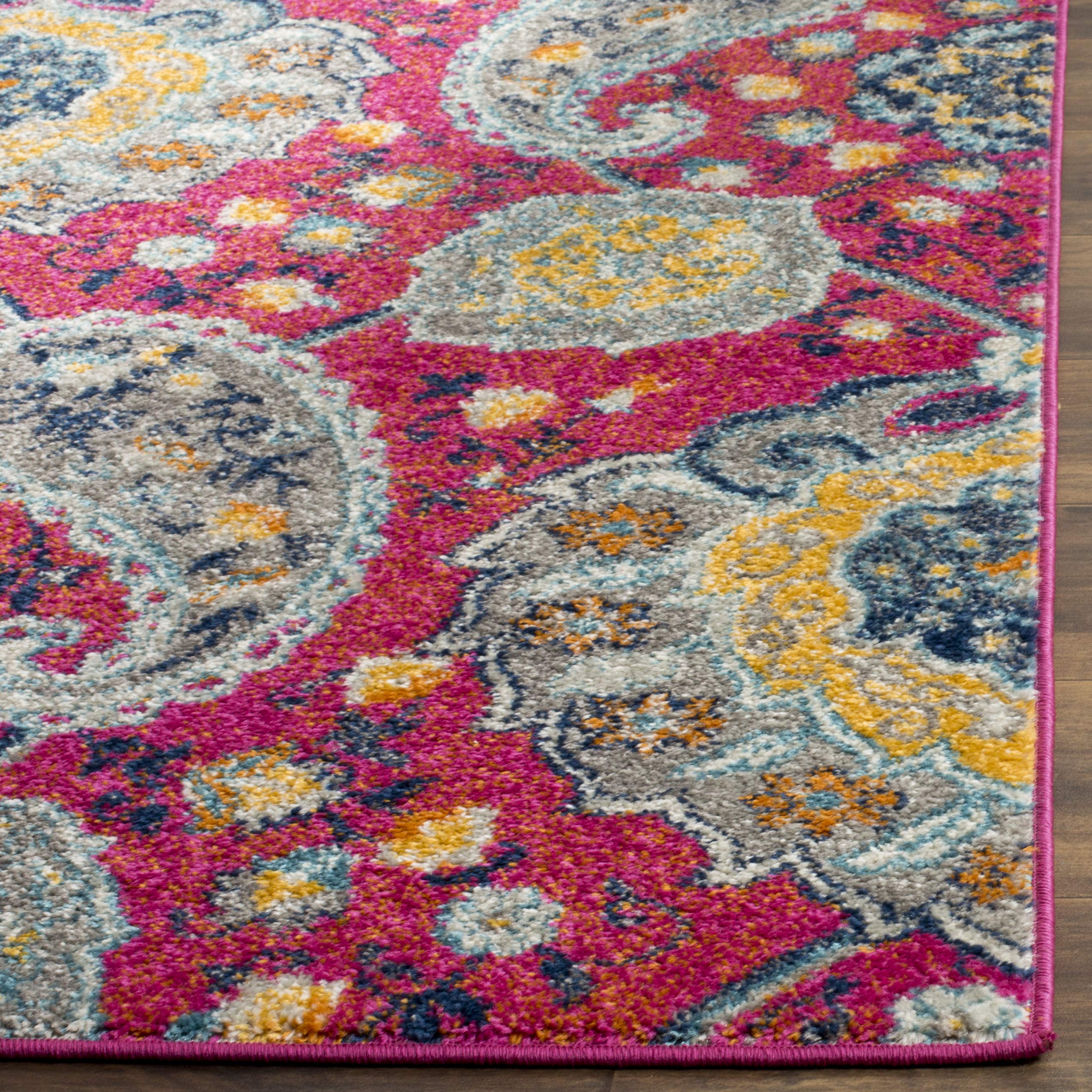 Safavieh Madison Collection 2'3'' X 4' Fuchsiagold Mad600A Boho Chic Glam Paisley Non-Shedding Entryway Living Room Foyer Bedroo